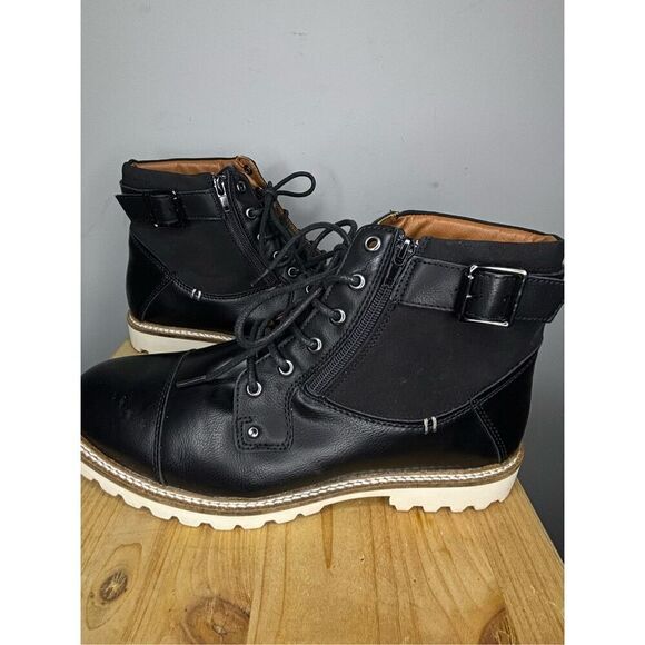 Steve Madden Men\'s Leather Cap‎ Toe Lace Up Combat Boot Black Size 10.5 main image 8